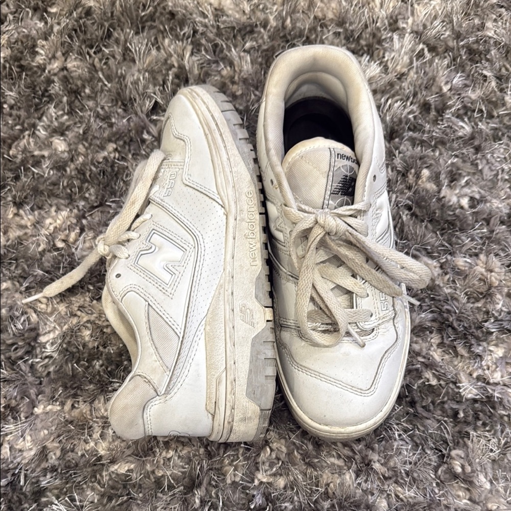 New Balance White and Gray 550 Sneakers